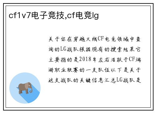 cf1v7电子竞技,cf电竞lg